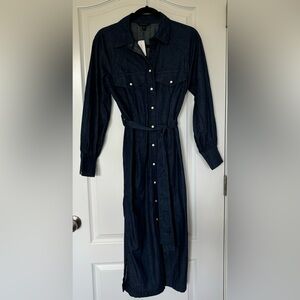 Banana Republic denim shirt dress dark wash with belt size XS